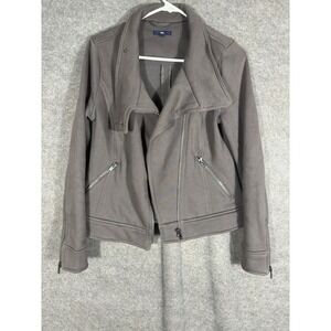Gap Womens Moto Jacket Gray Fleece Asymmetrical Zip Biker Coat Fall 2010 Medium